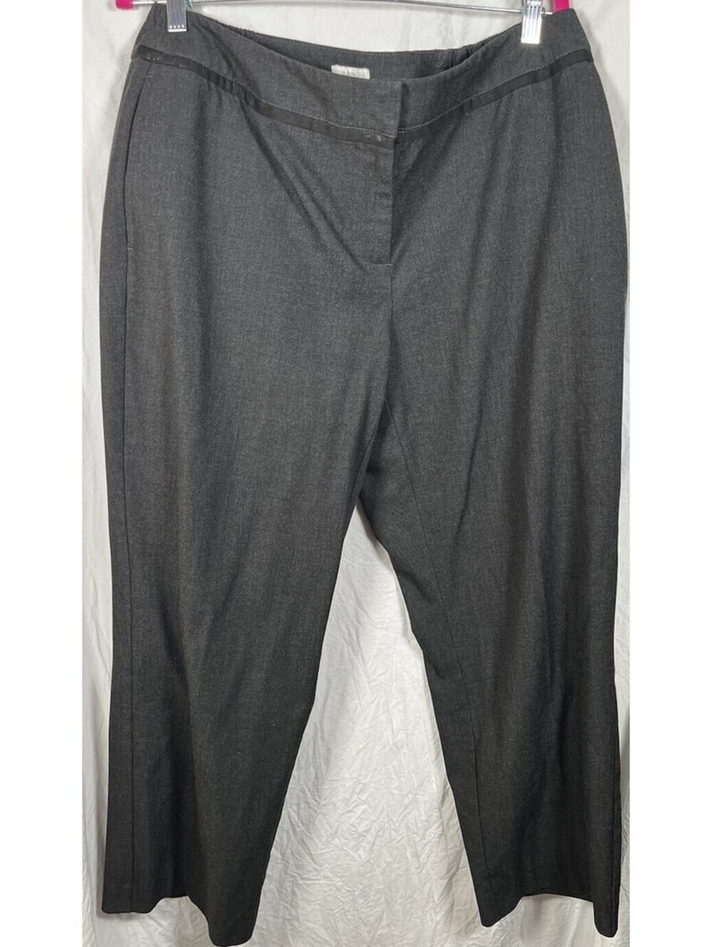 Liz Claiborne Lizwear AUDRA Cropped Capri Pants LINEN BLEND Gray Sz 14P
